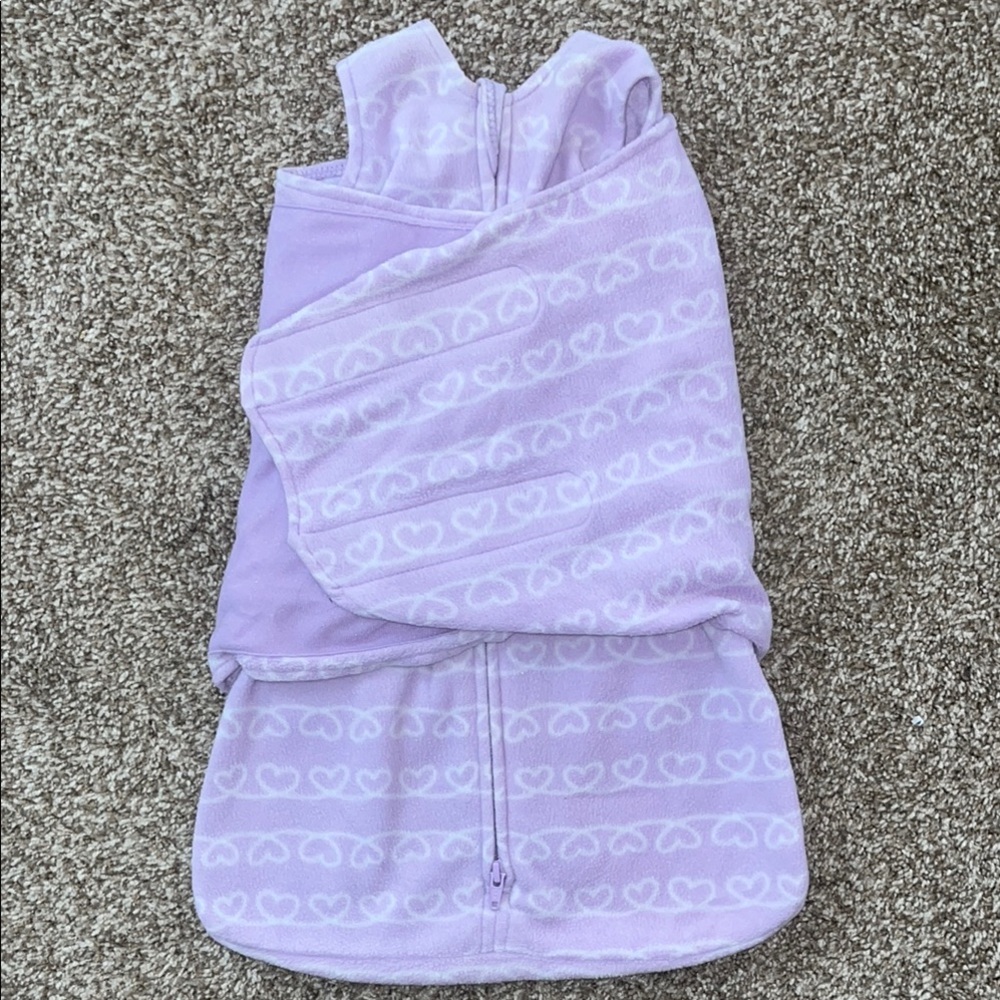 Purple Baby Swaddle with Heart Pattern
